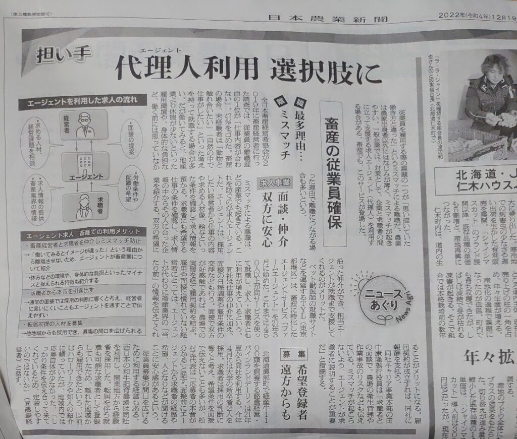 農業新聞の記事